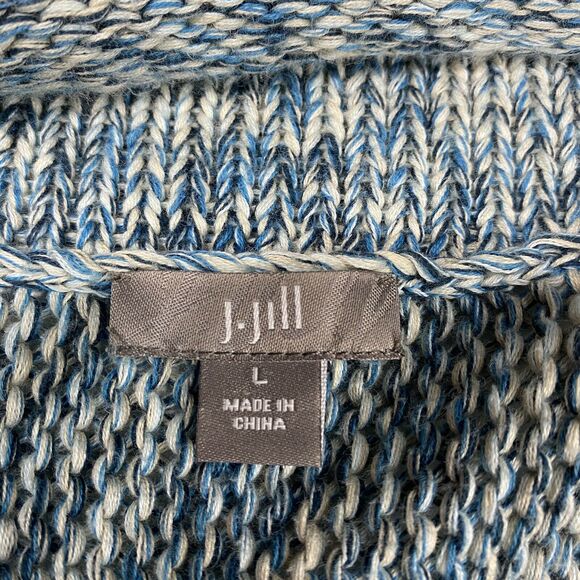 J Jill Knit Cardigan Womens Large Blue Short Sleeve Sweater Layer Big Buttons - Picture 8 of 11